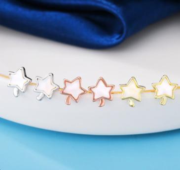 Boucles d'oreilles pour femme en argent sterling 925 plaqué or Simple Little Star