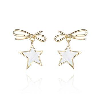 Boucles d'oreilles Bow Star Boucles d'oreilles en perles pour femmes plaquées en argent sterling 925