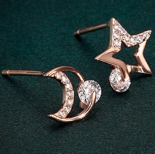 Boucles d'oreilles Pop Star Moon en argent sterling 925 plaqué or