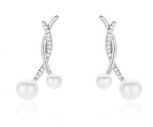 Boucles d'oreilles élégantes en argent sterling 925 avec perles entrelacées