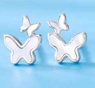 Boucles d'oreilles mignonnes plaquées or en argent sterling 925 papillons Flutter