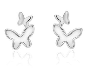 Boucles d'oreilles mignonnes plaquées or en argent sterling 925 papillons Flutter