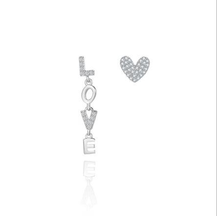 Boucles d'oreilles mignonnes pour femmes plaquées en argent sterling 925 Fashion Letter Design