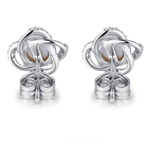 Boucles d'oreilles élégantes en perles Boucles d'oreilles à la mode plaquées en argent sterling 925