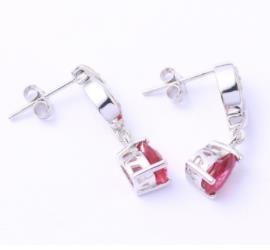 Boucles d'oreilles fantaisie plaquées argent sterling rubis précieux 925