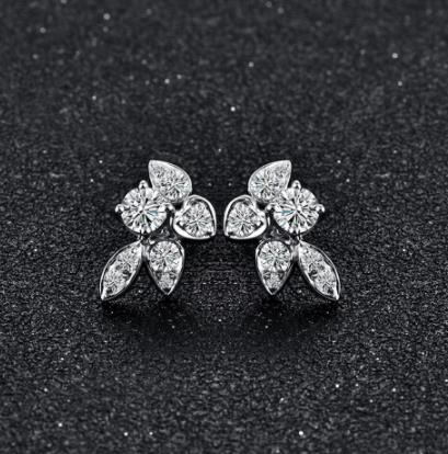 Boucles d'oreilles en forme de feuille de gemme Boucles d'oreilles en argent sterling 925 plaqué or