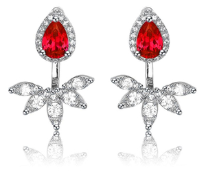 Boucles d'oreilles en rubis coupe poire Double Wear 925 Boucles d'oreilles romantiques Bijoux Cadeaux de la Saint-Valentin