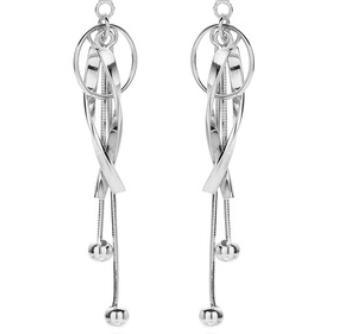 Boucles d'oreilles élégantes pour femmes en argent sterling 925 avec pompon en métal