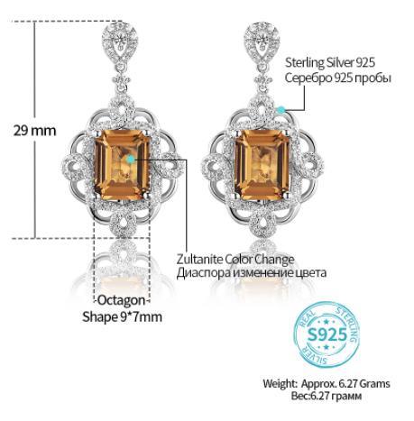 Boucles d'oreilles pour femmes en argent sterling plaqué or de style cour classique 925