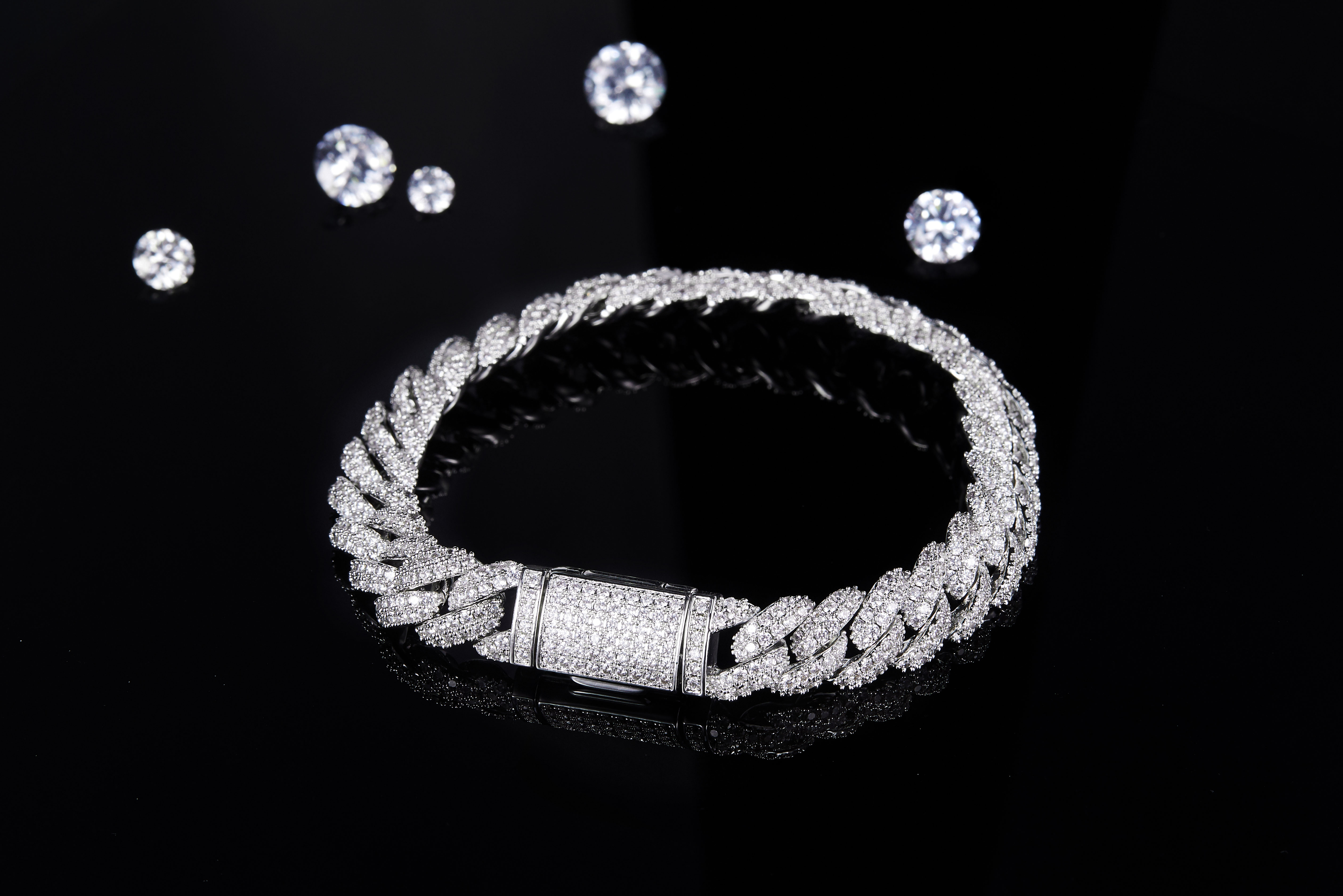 Bracelet Moissanite luxueux pour homme et femme avec diamants