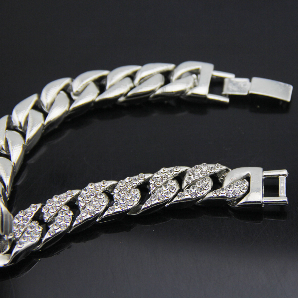 Bracelet Cubain Hip Hop Zircon Plaqué Or