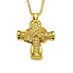 Collier Pendentif Croix Stéréoscopique Hip Hop