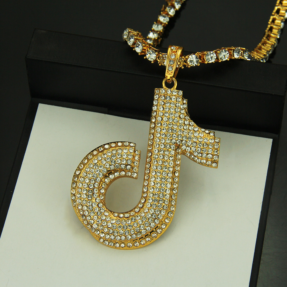 Collier Hip Hop Tik Tok Note Pendentif