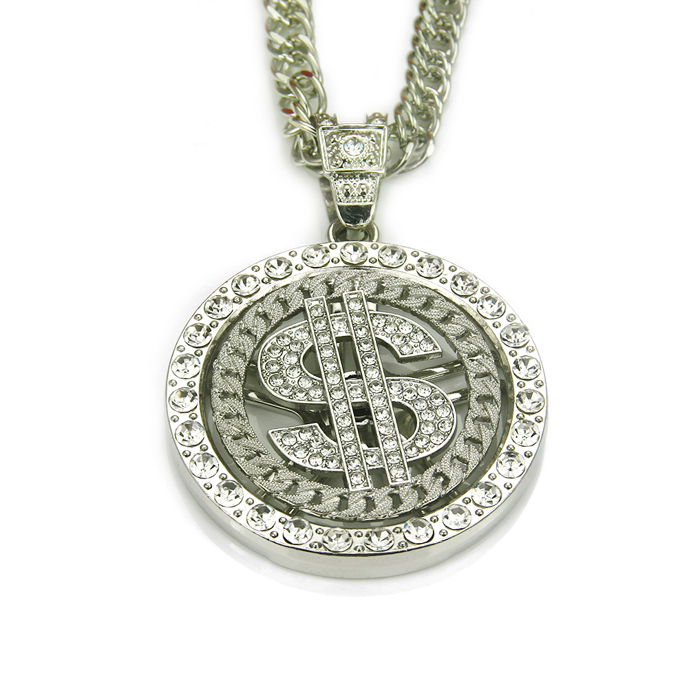 Pendentif Collier Dollar Rotatif Hip Hop