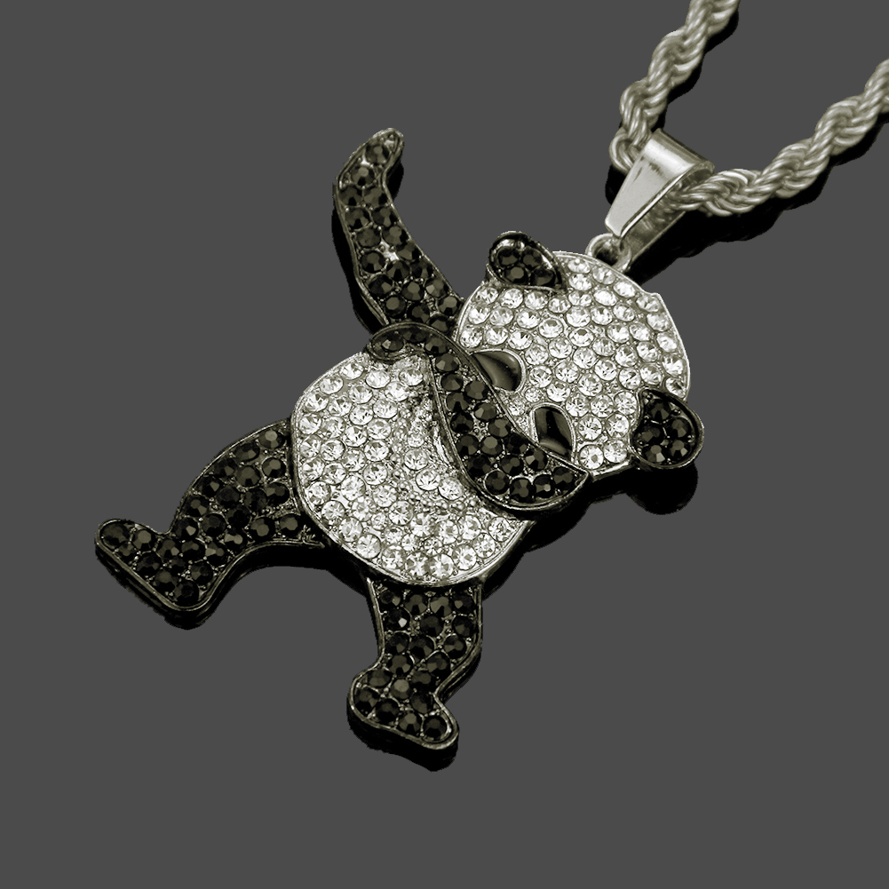 Hip Hop Mignon Rock Panda Collier Pendentif