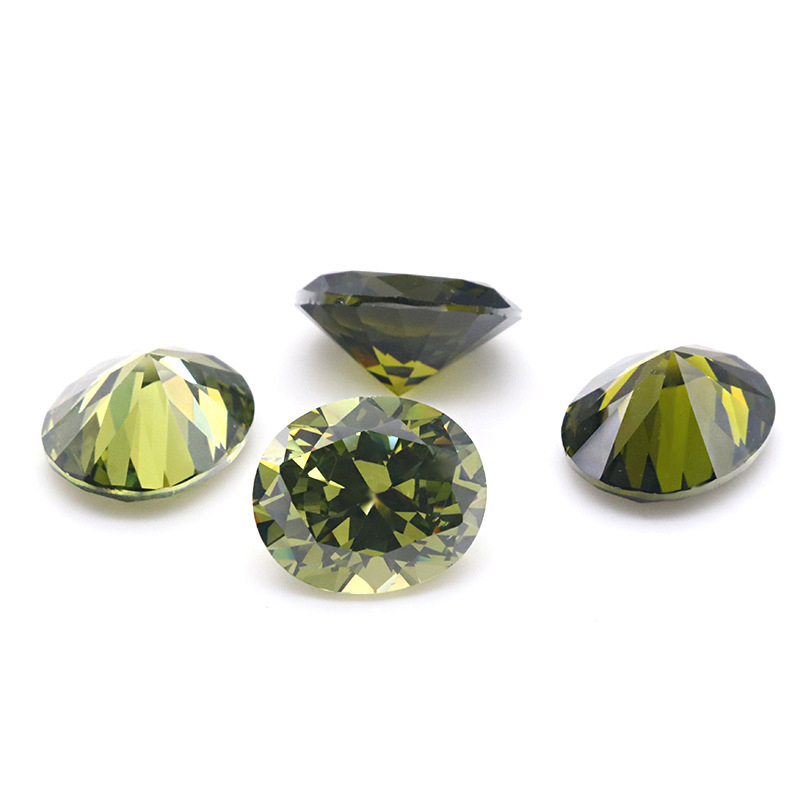 VVS Vert Olive 5A Ovale 3EX Cubic Zirconia