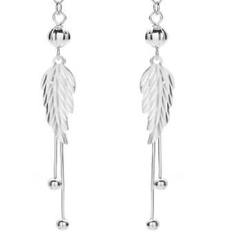 Boucles d'oreilles fantaisie en argent sterling 925 avec plume d'ange