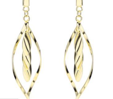 Boucles d'oreilles feuille élégante en argent sterling 925 avec cadre en spirale