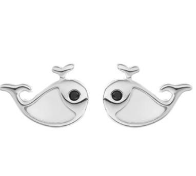 Boucles d'oreilles baleine plaqué argent sterling 925 série Marine Life