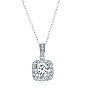 Superbe collier en argent sterling 925 plaqué platine 14 carats avec moissanite