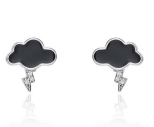 Boucles d'oreilles petits nuages ​​noirs plaqués or en argent sterling 925 Weather Series