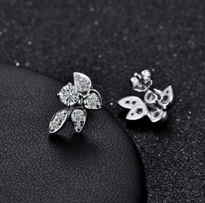 Boucles d'oreilles en forme de feuille de gemme Boucles d'oreilles en argent sterling 925 plaqué or