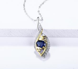 Collier avec pendentif en saphir bleu pour femme Bijoux en argent sterling 925 Bijoux de mode raffinés Cadeaux