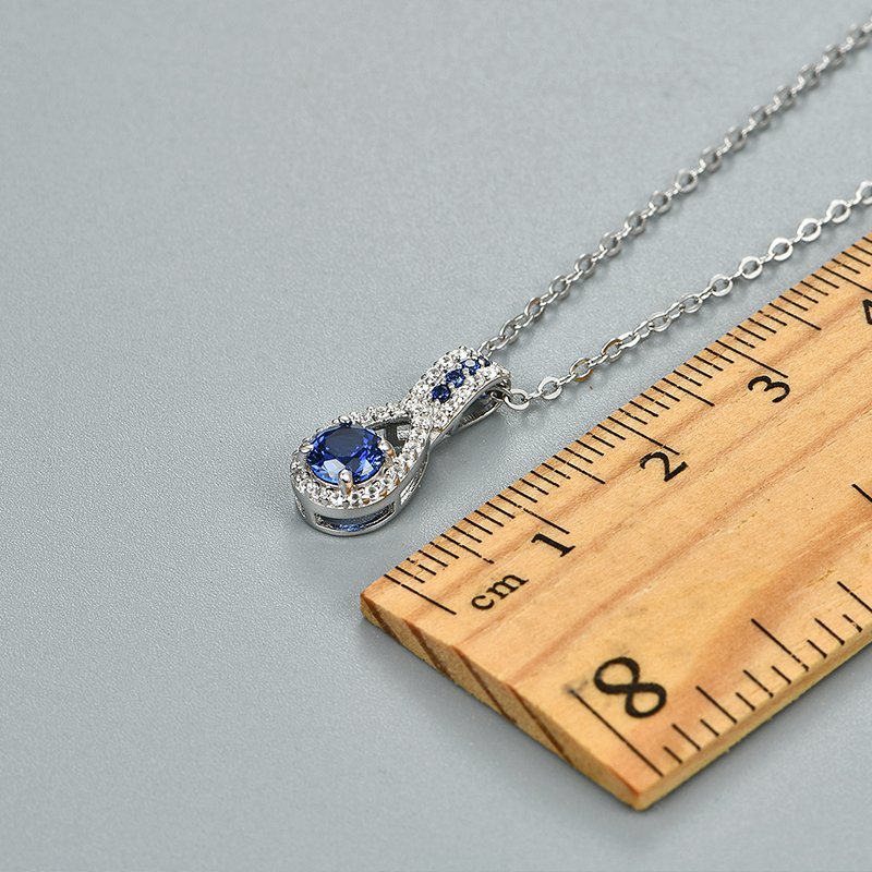 Blue Sapphie Sterling Silver Pendants Women Party Silver Jewelry Créé Saphir Casual Style Collier