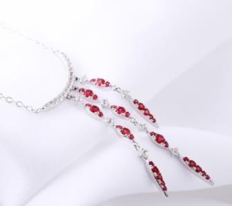 Collier rubis pour femme Bijoux en argent sterling 925 Pendentif de fiançailles