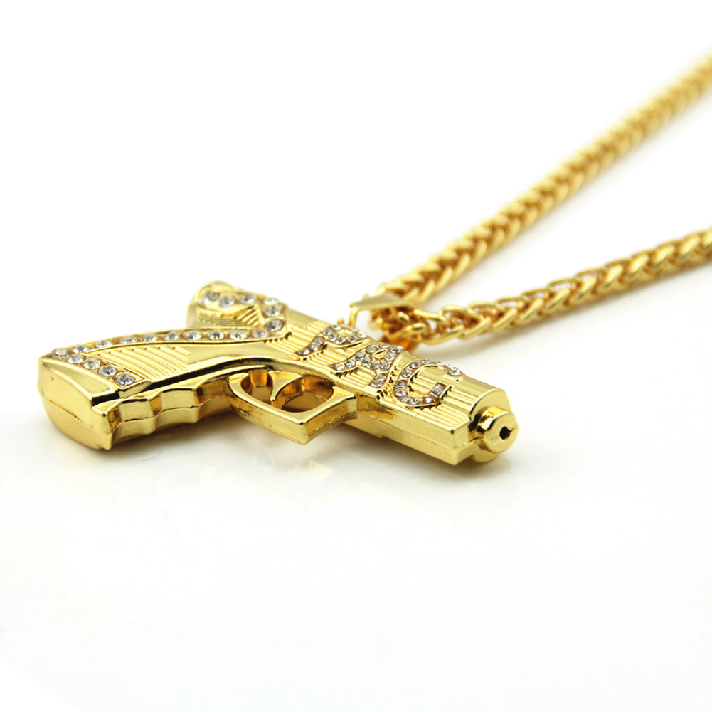 Hip Hop Pistolet Et Lettre Collier Pendentif Bijoux Fantaisie