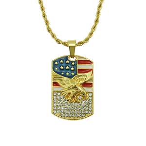 Collier Hip Hop American Eagle Pendentif en cristal incrusté