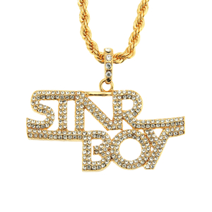 Collier Hip Hop Lettre Pendentif Cristal Étoile Garçon