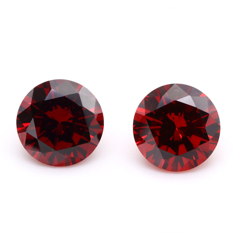 Grenat rouge zircon cubique section ronde pierre assortie