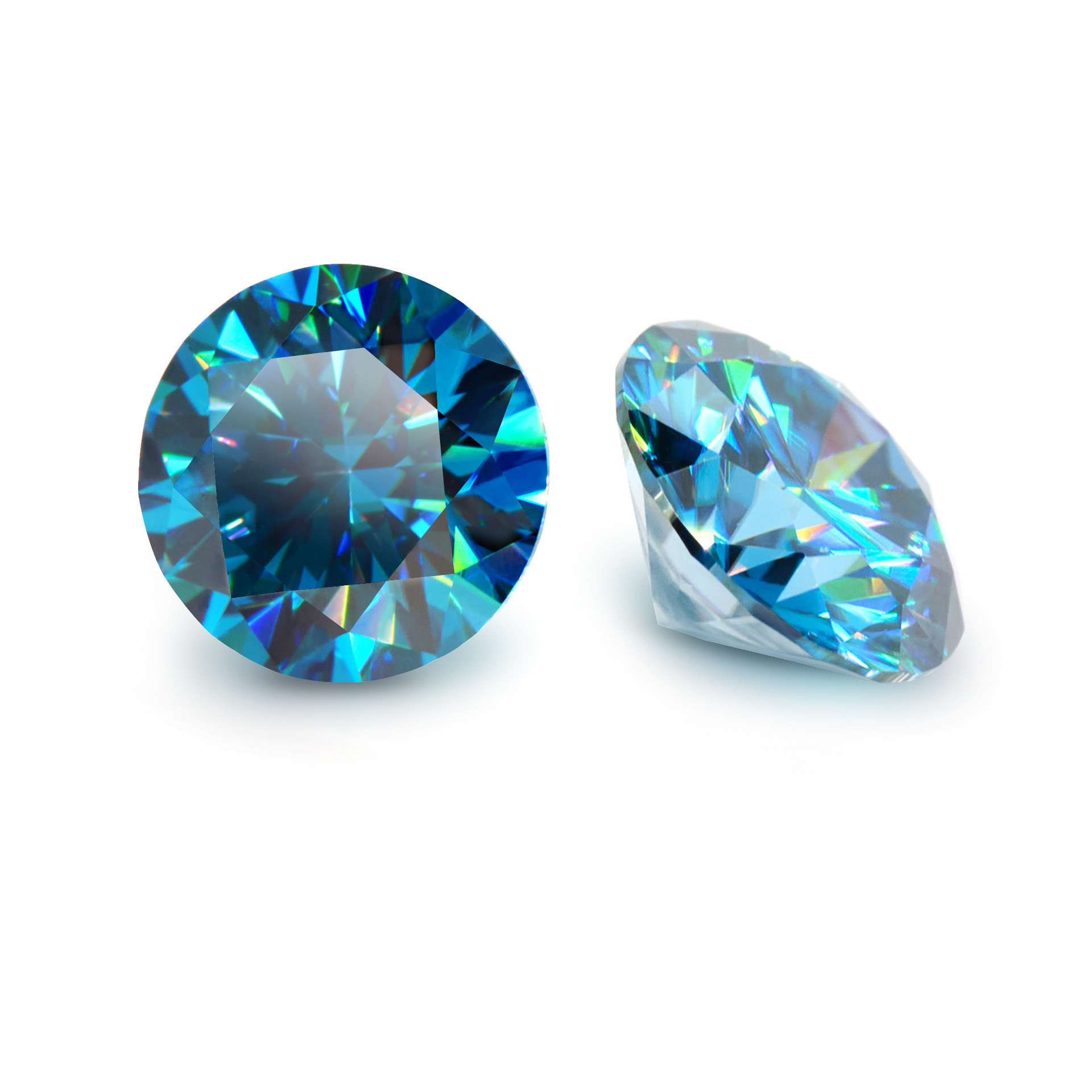 5.0-6.0mm Moissanite bleue ronde brillante de haute qualité DEF pour la fabrication de bijoux