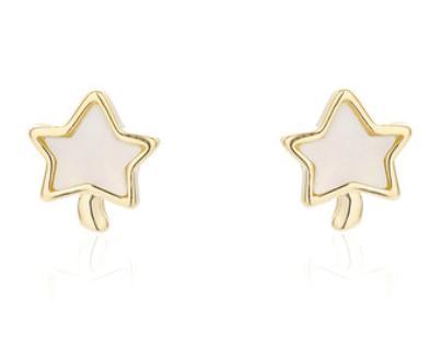 Boucles d'oreilles pour femme en argent sterling 925 plaqué or Simple Little Star