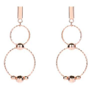 Boucles d'Oreilles Femme Double BAGUE Argent 925 Plaqué Or