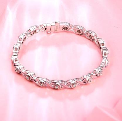 Bracelet à breloques en argent sterling 925 18 carats avec pierre de tennis pour femme