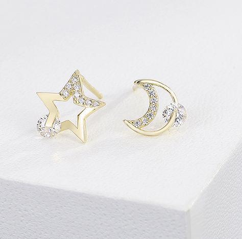 Boucles d'oreilles Pop Star Moon en argent sterling 925 plaqué or