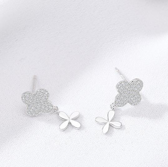 Clover Boucles d'oreilles pour femme plaquées argent sterling 925