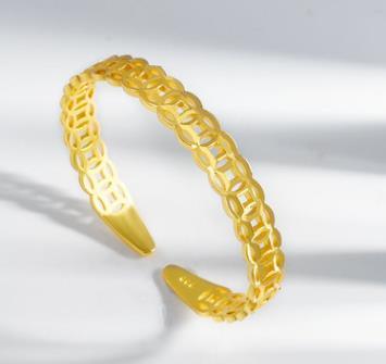 Bracelet à boucle en laiton véritable 24 carats