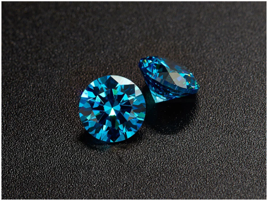 3,0 à 4,0 mm de haute qualité DEF Round Brillant Cut Blue Moissanite pour la fabrication de bijoux