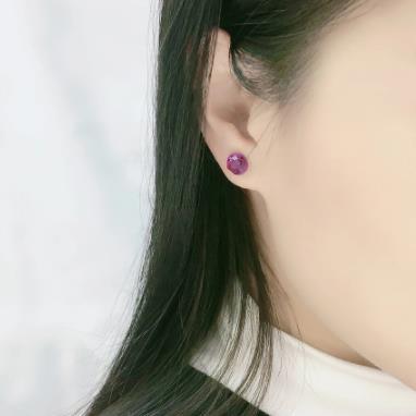 Boucles d'oreilles rondes violettes Boucles d'oreilles rondes en argent sterling 925 plaqué or