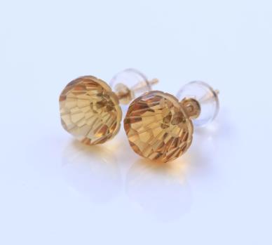 Boucles d'oreilles rondes en argent sterling 925 avec cristal de fleur de champagne