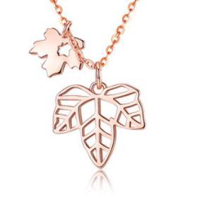 Nouveau collier en or rose simple résistant aux allergies en argent sterling S925 feuille d'érable pour les femmes