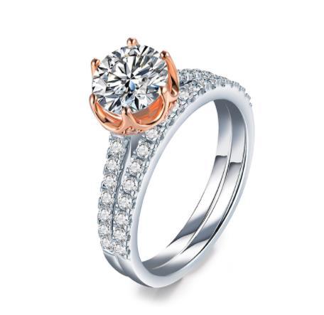 Bague de fiançailles Moissanite de couleur D en diamant massif cultivé en laboratoire