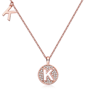 Série alphabétique K Lovely collier en or rose