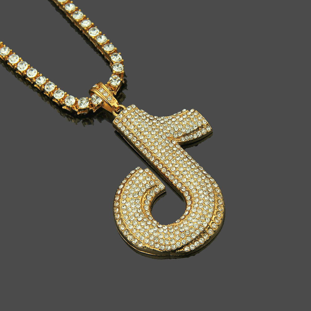 Collier Hip Hop Tik Tok Note Pendentif