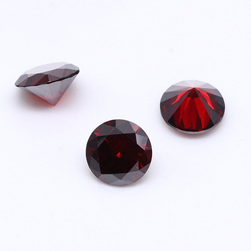 Grenat rouge zircon cubique section ronde pierre assortie