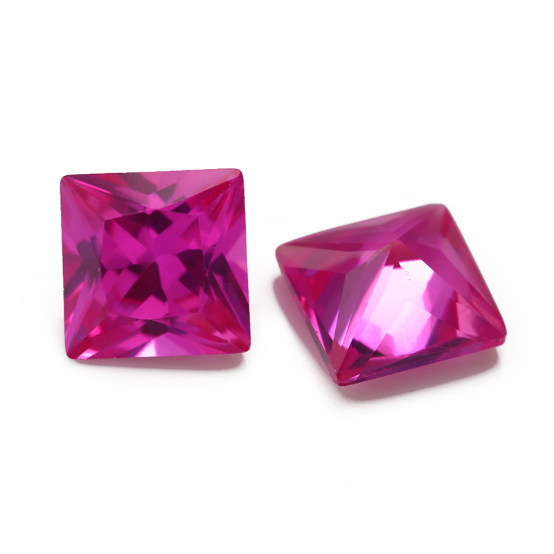 3 # Princess Ruby Rubis synthétique Carré Pierre nue pointue à angle droit