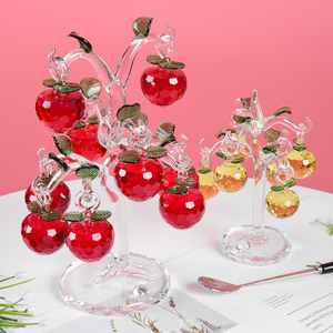 Cristal Pommier Rouge Lanterne Pomme Blanc Cristal Cerisier Salon Décorations Coffret Cadeau Arbre En Verre